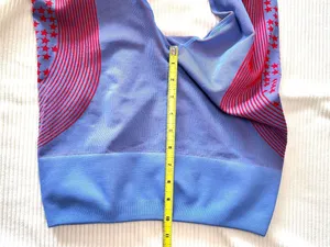 FABLETICS Stars & Stripes Red & Blue Ribbed Compressive Crop 21” Leggings Medium thumbnail 4
