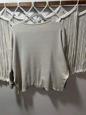 American Eagle Outfitters Beige Waffle Knit Long Sleeve Tee thumbnail 2