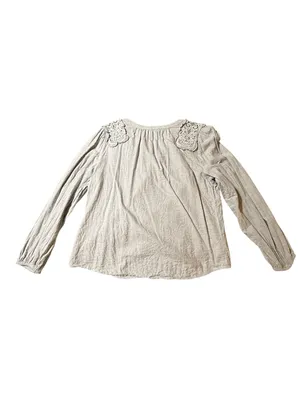 Loft Lace Shoulder Blouse Gray size Large thumbnail 3