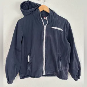 Brandy Melville John Galt Blue Krissy Jacket OSFM Zipper Pockets Hooded Coastal thumbnail 1