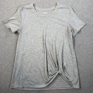 Old Navy Active Women's Small Knot Hem Short Sleeve Top Heather Gray Go-Dry thumbnail 1