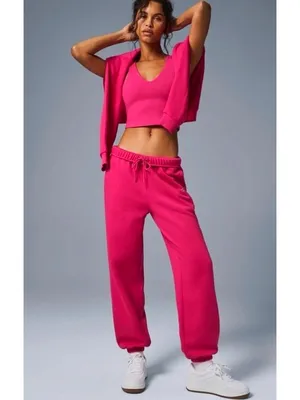 Alo Accolade Sweatpants Pink Summer Crush Hot High-Rise Waist Sweats Joggers S thumbnail 2