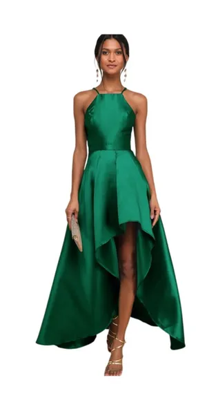 Lulus Broadway Show Emerald Green High-Low Gown size Small NWT thumbnail 1