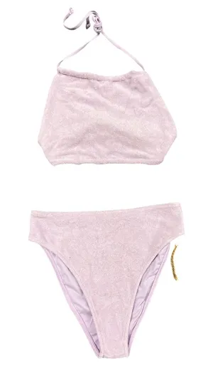 Stone Fox Swim Piper Top Sola Bottom Orchid Terry Bikini Set Purple Small NEW thumbnail 1