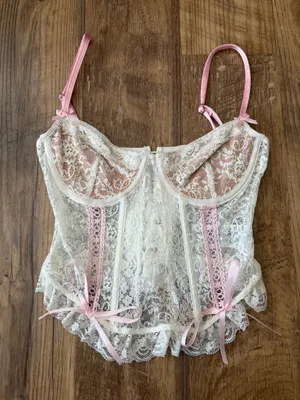 Edikted lace corset top with pink bows thumbnail 1