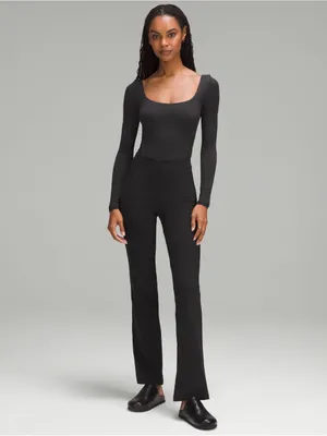 NWT Lululemon Black Wundermost Ultra-Soft Nulu Square-Neck Long-Sleeve Bodysuit thumbnail 2