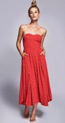 Free People Red Midi Dress thumbnail 1