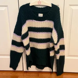 Aerie Offline Bundle Up Striped Rib Chunky Knit Sweater thumbnail 2