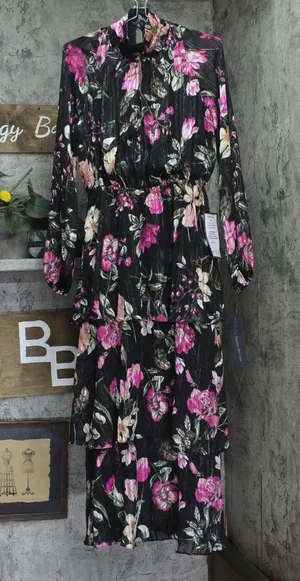 NEW RACHEL Rachel Roy Womens Mae Printed Tiered Maxi Dress Cascade Multi Black 6 thumbnail 1