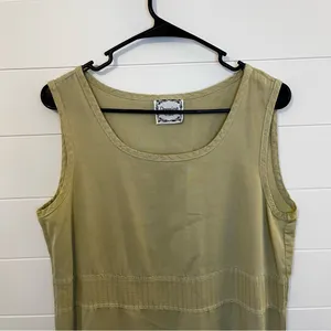 Vintage Clio Sleeveless Maxi Dress in Light Olive Beachy Travel Lightweight Med thumbnail 2