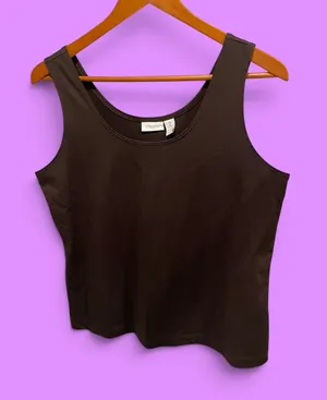 Cute classic Chico’s chocolate brown stretchy sleeveless tank top normcore basic thumbnail 1