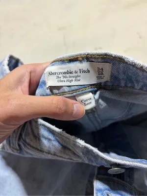 Abercrombie & fitch 90s straight Light Wash Leg ultra high rise Jeans 18L thumbnail 9