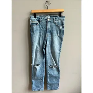 Good American Good Classic Straight Leg Jeans with Knee Slits Indigo123 Size 6 thumbnail 3