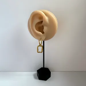 Geometric Square Dangle Drop Earrings for Women Gold thumbnail 4
