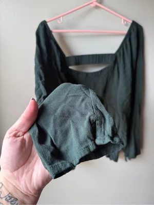 Old Navy Women’s Smocked Peplum Blouse Puff Sleeve Cottagecore Boho Fairy Green XXL thumbnail 9