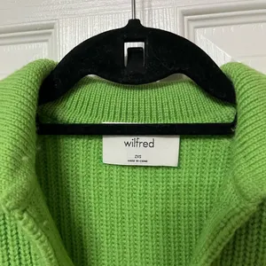 Aritzia Wilfred Claudette Cardigan collared merino wool in‎ cucamelon green XXs thumbnail 6