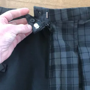 Hot Topic Black & Grey Plaid Buckle Asymmetrical Pleated Skirt size large thumbnail 6