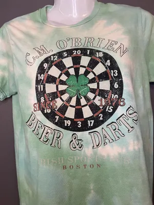 Sonoma Shirt Womens Small Green Tie Dye C.M. O'Brien Beer Darts Graphic Tee Top thumbnail 1