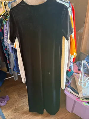 Talbots Black Velvet Short-Sleeve Maxi Dress XS thumbnail 5