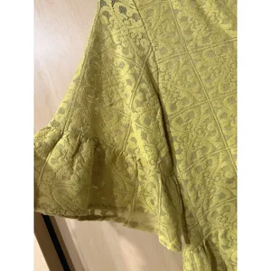 Cupio Blush Lace Peplum Blouse Top Women M Olive Button Front Boho NWT 3/4Sleeve thumbnail 4