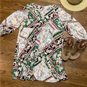 Umgee Empire waist boho tunic/dress Fall Mulit Color Size Small. thumbnail 3