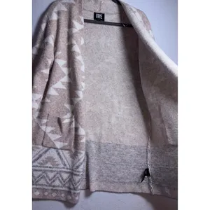 Frye Womens XL Beige Geometric Southwestern Open Front Knit Cardigan Sweater thumbnail 5