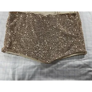 Sparkly Rose Gold Sequin Camisole Cowl Neck Tank Top Cropped Party Clubwear - M thumbnail 7