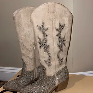 Madden Girl Glittery Tall Western Boots Super Bling! Size 6-7-10–11…Yes those four sizes!!! thumbnail 3