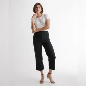 NWT Quince Organic Stretch Cotton Twill Wide-Leg Crop Pants, Size 31" thumbnail 6