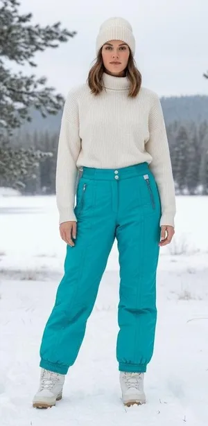 Kaelin Ski 24k Gold Collection Vintage 80's Turquoise Blue Ski Pants Size 8 thumbnail 1
