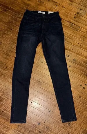 Kancan dark wash normcore stretchy 3/25 jeans thumbnail 1