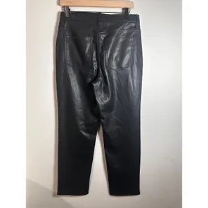 J.Crew Womens Black Faux Leather‎ Straight Leg Pants Mid Rise Size 29 NWOT thumbnail 6