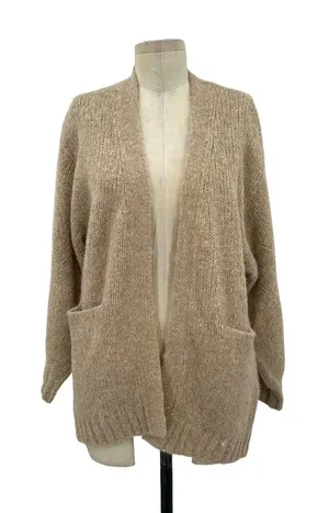 Aritzia Wilfred Free Tan Open Front Fuzzy Chunky‎ Cardigan Alpaca Wool Size XS thumbnail 1