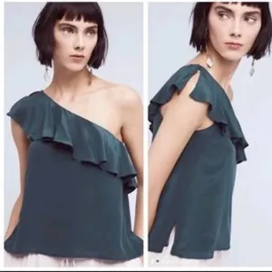 ANTHRO | MAEVE One‎ Shoulder Ruffle Blouse thumbnail 2