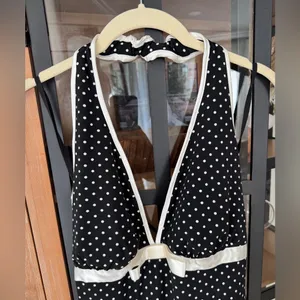 Ruby Rox Vintage Y2K Polka Dots Halter Dress Empire waist bow Tulle Hem retro midi sexy thumbnail 2