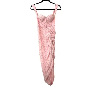 ADEIRLINA You Are Firework Floral Corset Midi Dress Pink‎ NWT XS thumbnail 2