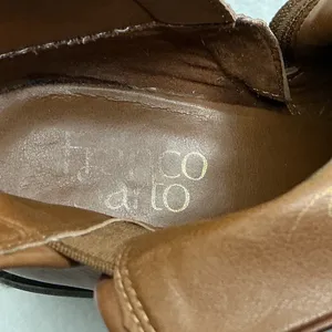 Franco Sarto Kessa Brown‎ Leather Side Zip Block Heel Ankle Boots Women 7.5 thumbnail 10