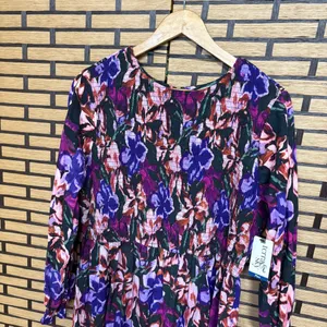 Terra &‎ Sky Purple Floral Midi Dress Size 1X thumbnail 3