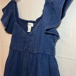 Jopna Boho Revival Ruffle Crop Top 100% Cotton Navy Blue Size M thumbnail 3
