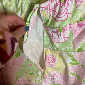 Lilly Pulitzer Size 8 Pink Green Floral Blast Willa Halter Dress Garden Party thumbnail 5