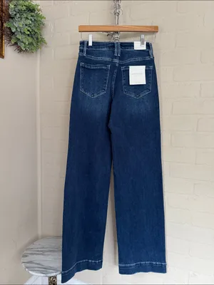 Lovervet Wide Leg Dark Wash high rise Jeans denim new 25 thumbnail 3