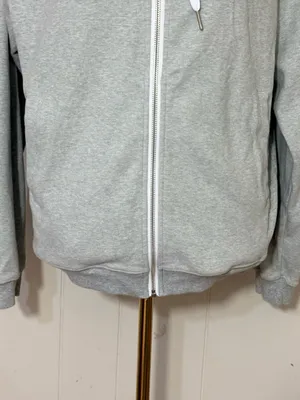 P’Tula Heather Gray Full Zip Athletic Hoodie XS Logo Zip Up Sweatshirt thumbnail 3