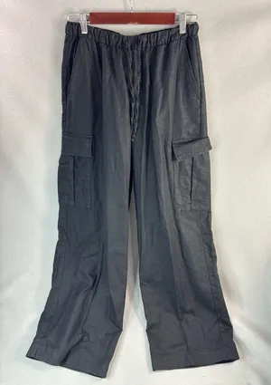 GAP XS Linen Pull-On Wide Leg Cargo Pants in Black thumbnail 1