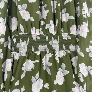 Aritzia‎ Wilfred Wistful Mini Dress Womens M Green Floral Smocked Surplice Neck thumbnail 11