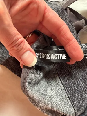 PINK Active Gray Logo Print Seamless Lightly‎ Lined Sports Bra XL thumbnail 3