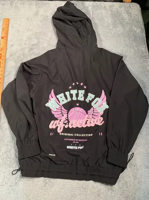 White fox boutique active Black windbreaker jacket original collection medium thumbnail 1