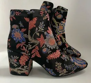 Target Women's Colorful Embroidered Floral Ankle Zip Bootie Boots Size 10 thumbnail 1