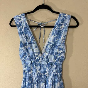Abercrombie & Fitch Blue and White Floral Maxi Sundress Sz S Cottagecore Beach thumbnail 6