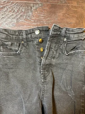 Wild Fable Highest Rise Straight Jeans 0 Washed Black Distressed Raw Hem thumbnail 4
