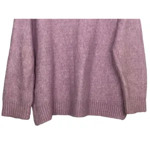 ZARA Oversized Ribbed Hem Long Sleeve Round Neck Pullover Sweater M Purple thumbnail 7